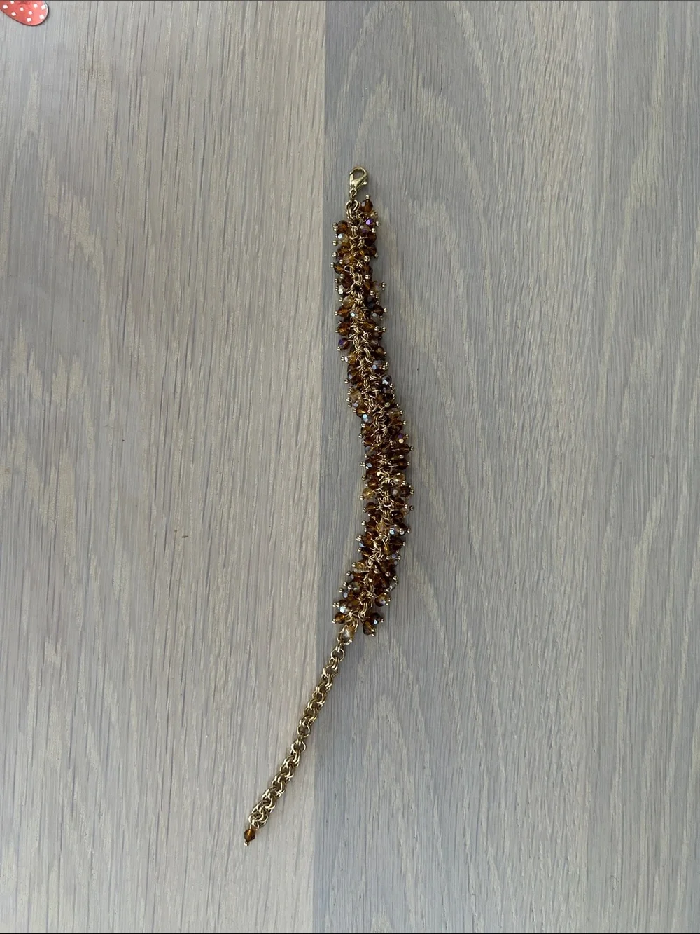 Gold Beaded Cluster Bracelet - Amber Tones